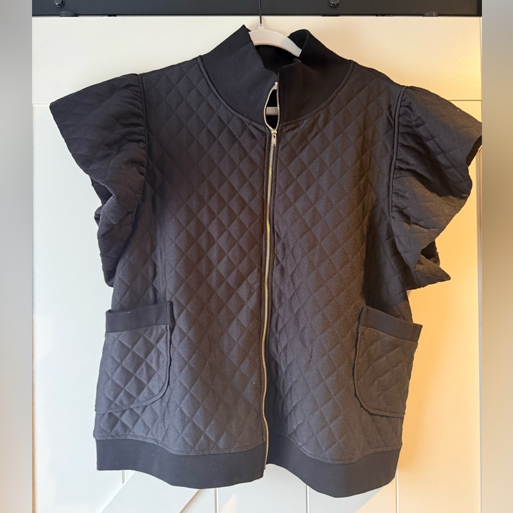 Ces Femme Quilted Puff-Sleeve Vest – Size XL - Black - New without tags